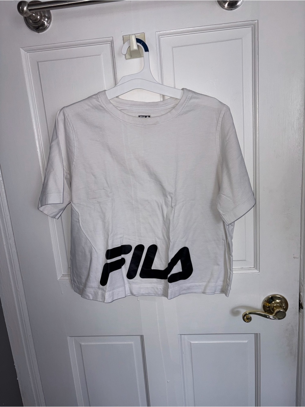 Fila White Short Sleeve Tee with Black Logo